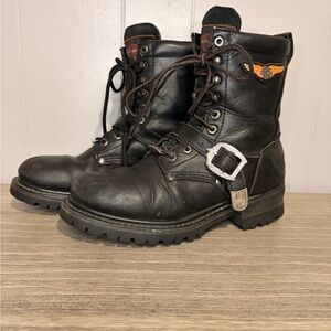Harley-Davidson Black Leather Boots with Buckle